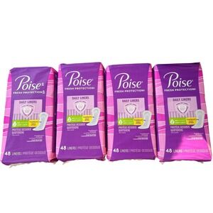 Poise Fresh Protections Daily Liners Very Light Absorbency 48 Count Pack of 4